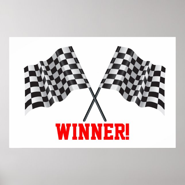 crossed flags representing sport or finishing line poster (Front)