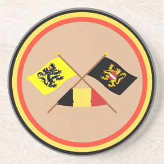 Crossed Flanders & Flemish Brabant Flags w Belgium Coaster