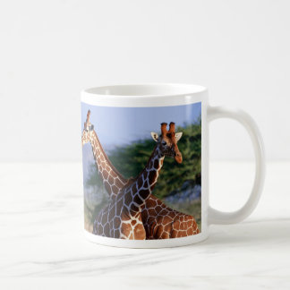 crossed giraffes, mother + child coffee mug
