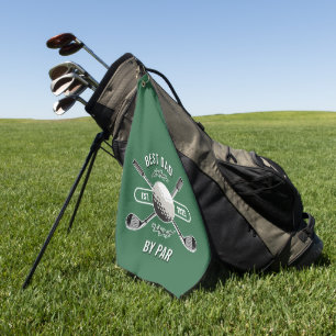 Crossed Golf Clubs & Golf Ball Best Dad By Par Towel