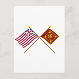 Crossed Grand Union and Pulaski Flags Postcard