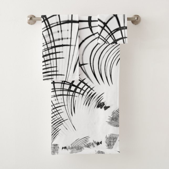Crossed grey lines remind us of drawings of claw bath towel set (Insitu)