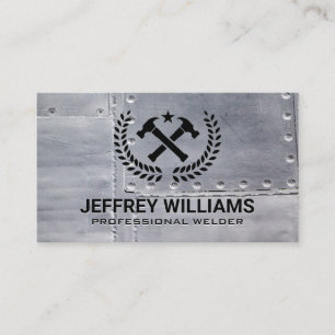 Crossed Hammers   Metal Rivets Business Card