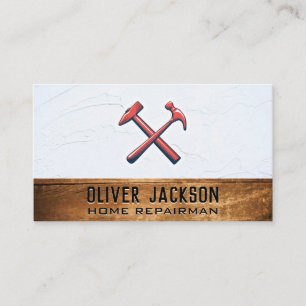 Crossed Hammers Texture Wall and Wood Business Card
