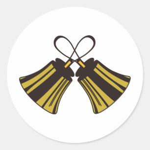 Crossed Handbells Classic Round Sticker
