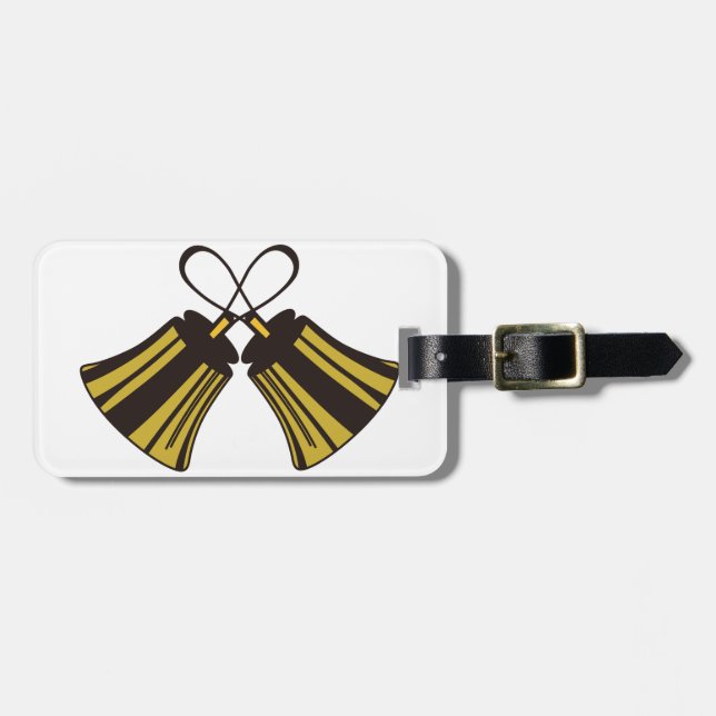 Crossed Handbells Luggage Tag (Front Horizontal)