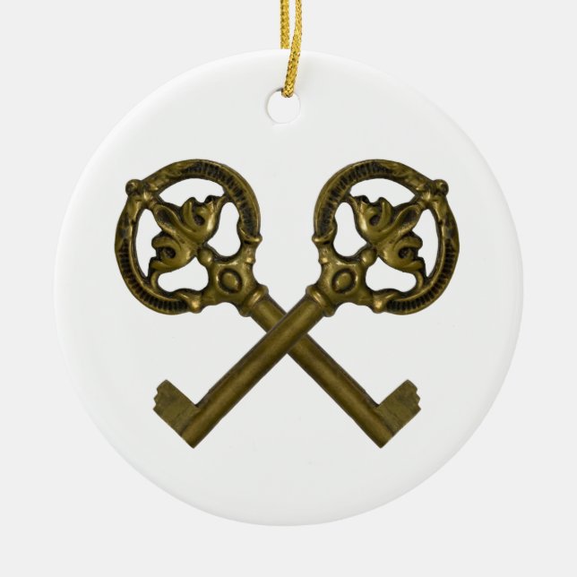 crossed keys ceramic tree decoration (Front)