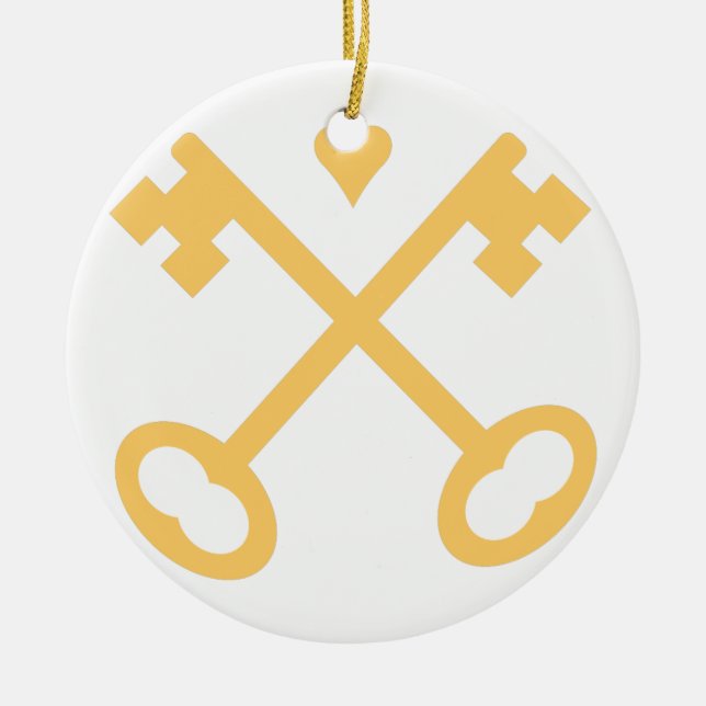 Crossed Keys Ceramic Tree Decoration (Front)