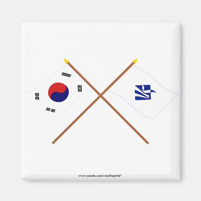 Crossed Korea and Pusan Flags (variant) Magnet (Front)