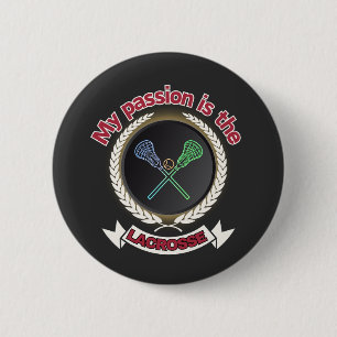 Crossed Lacrosse Sticks Ball Passion Sport Game 6 Cm Round Badge