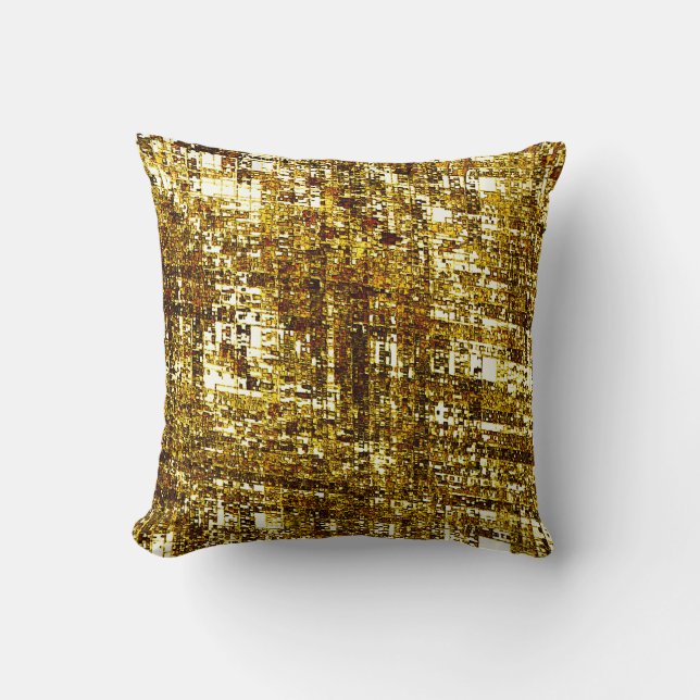 Crossed lines and ochre yellow square notch cushion (Front)
