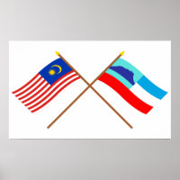 Crossed Malaysia and Sabah flags