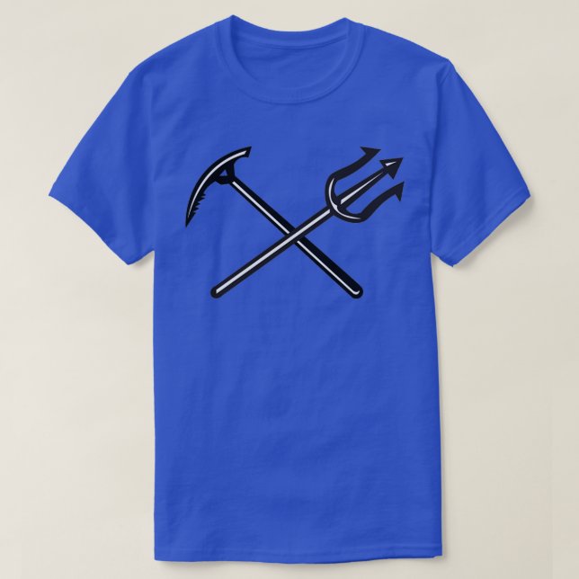 Crossed Mountain Ice Axe and Trident Icon T-Shirt (Design Front)