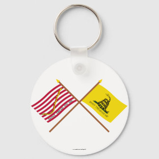 Crossed Navy Jack and Gadsden Flag Key Ring