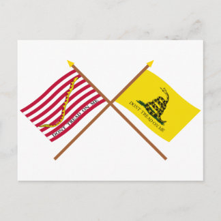 Crossed Navy Jack and Gadsden Flag Postcard