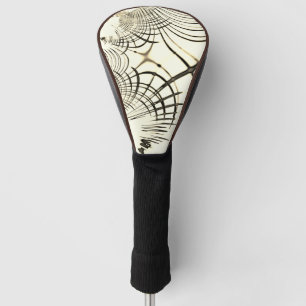 Crossed nut-brown curved traces, light background golf head cover