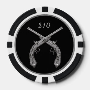 Crossed Pistol Poker Chips