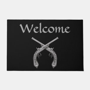 Crossed Pistol Welcome Doormat