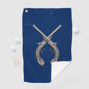 Crossed Pistols Navy Golf Towel