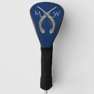 Crossed Pistols Navy Monogram Golf Head Cover