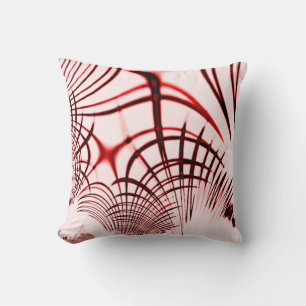 Crossed red and brown curves on light background cushion