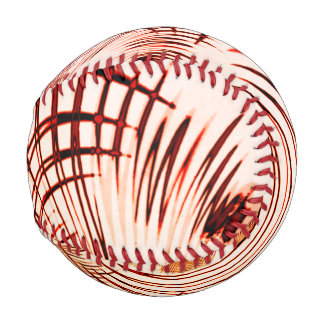 Crossed red and brown curves with aged effect baseball