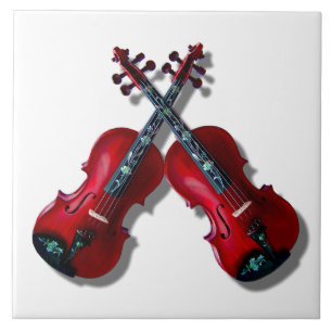 CROSSED RED VIOLINS TILE