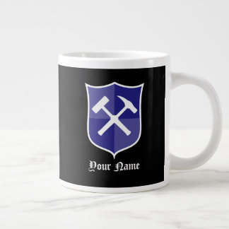 Crossed Rock Hammer Shield- Personalised Large Coffee Mug