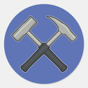 Crossed Rock Hammers Classic Round Sticker