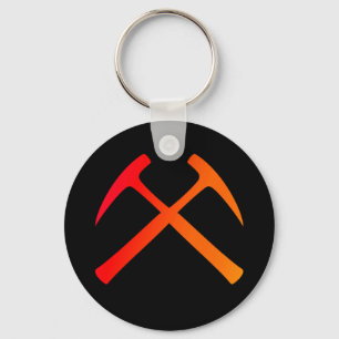 Crossed Rock Hammers Keychain
