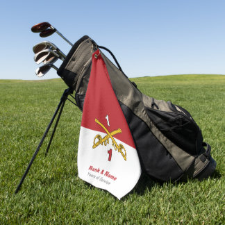 Crossed Sabres Cavalry Golf Towel - Red & White