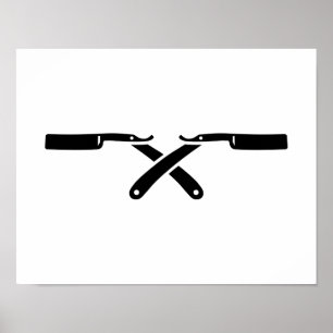 Crossed shaving razor poster