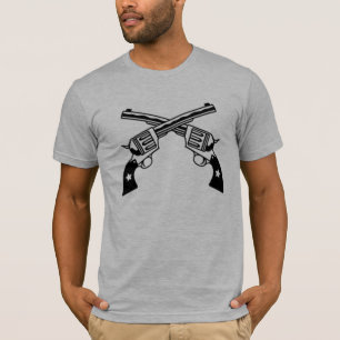 Crossed Six Shooter Guns grey fitted mens tshirt