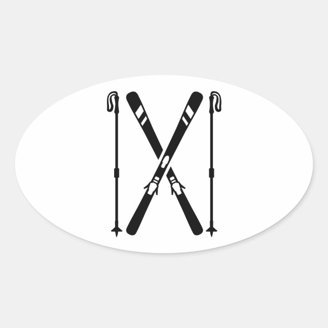 Crossed ski oval sticker (Front)