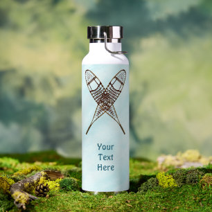 Crossed Snowshoes On Snow Water Bottle