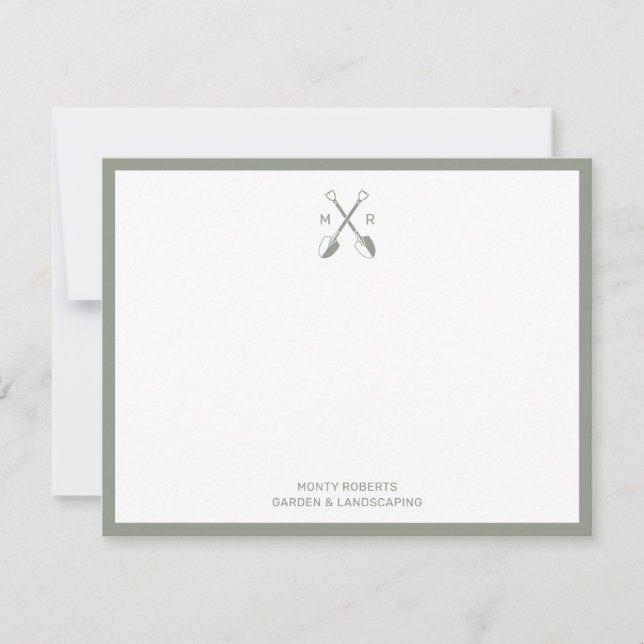 Crossed Spades Logo with Monogram Mens Note Card (Front)