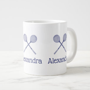 Crossed Squash Racquets Blue Large Coffee Mug