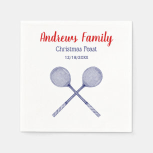 Crossed Squash Racquets Blue Napkin