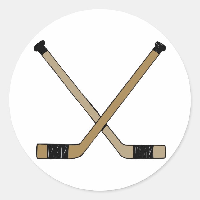 Crossed Sticks Classic Round Sticker (Front)