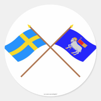 Crossed Sweden and Gotlands län flags Classic Round Sticker