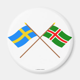 Crossed Sweden and Småland landskap flags Magnet