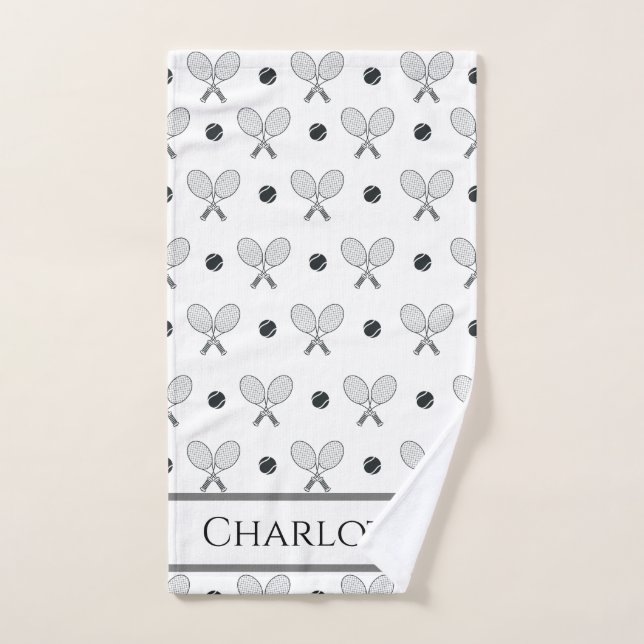 Crossed Tennis Rackets and Balls Pattern Simple Hand Towel (Hand Towel)
