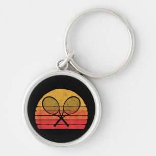Crossed Tennis Racquets Retro 80s Sun Vintage Grap Key Ring