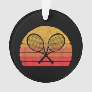 Crossed Tennis Racquets Retro 80s Sun Vintage Grap Ornament