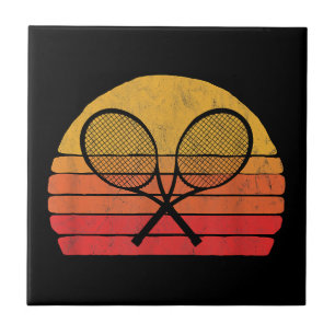 Crossed Tennis Racquets Retro 80s Sun Vintage Grap Tile
