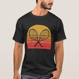 Crossed Tennis Racquets Retro 80s Sun Vintage T-Shirt