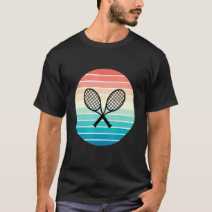 Crossed Tennis Racquets Retro Sunset Style For Pla T-Shirt
