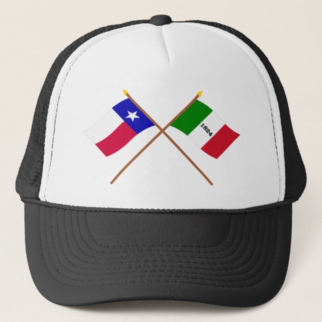 Crossed Texas and Alamo Flags Trucker Hat (Front)
