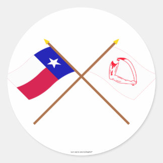Crossed Texas and Goliad Flags Classic Round Sticker