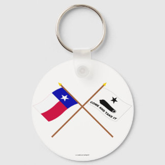 Crossed Texas and Gonzales Flags Key Ring